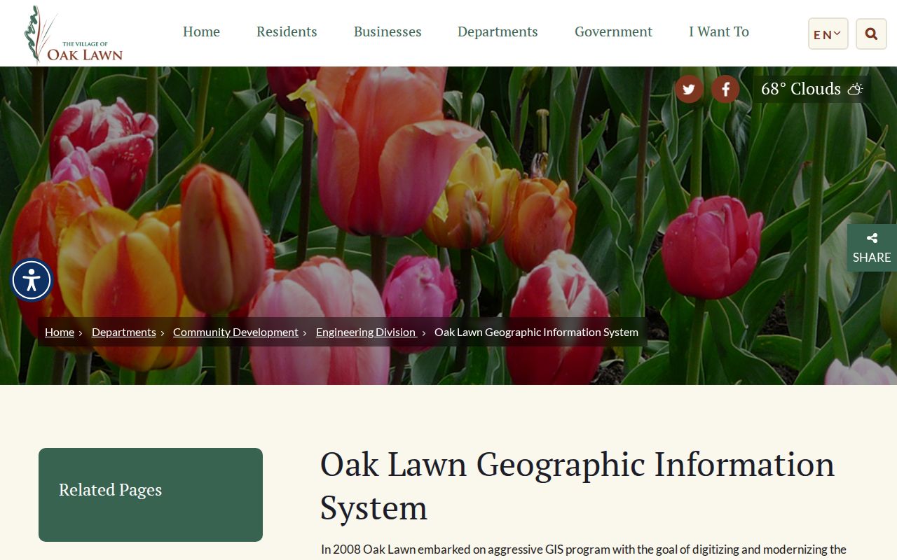 Oak Lawn geographic information system page with resident map resources